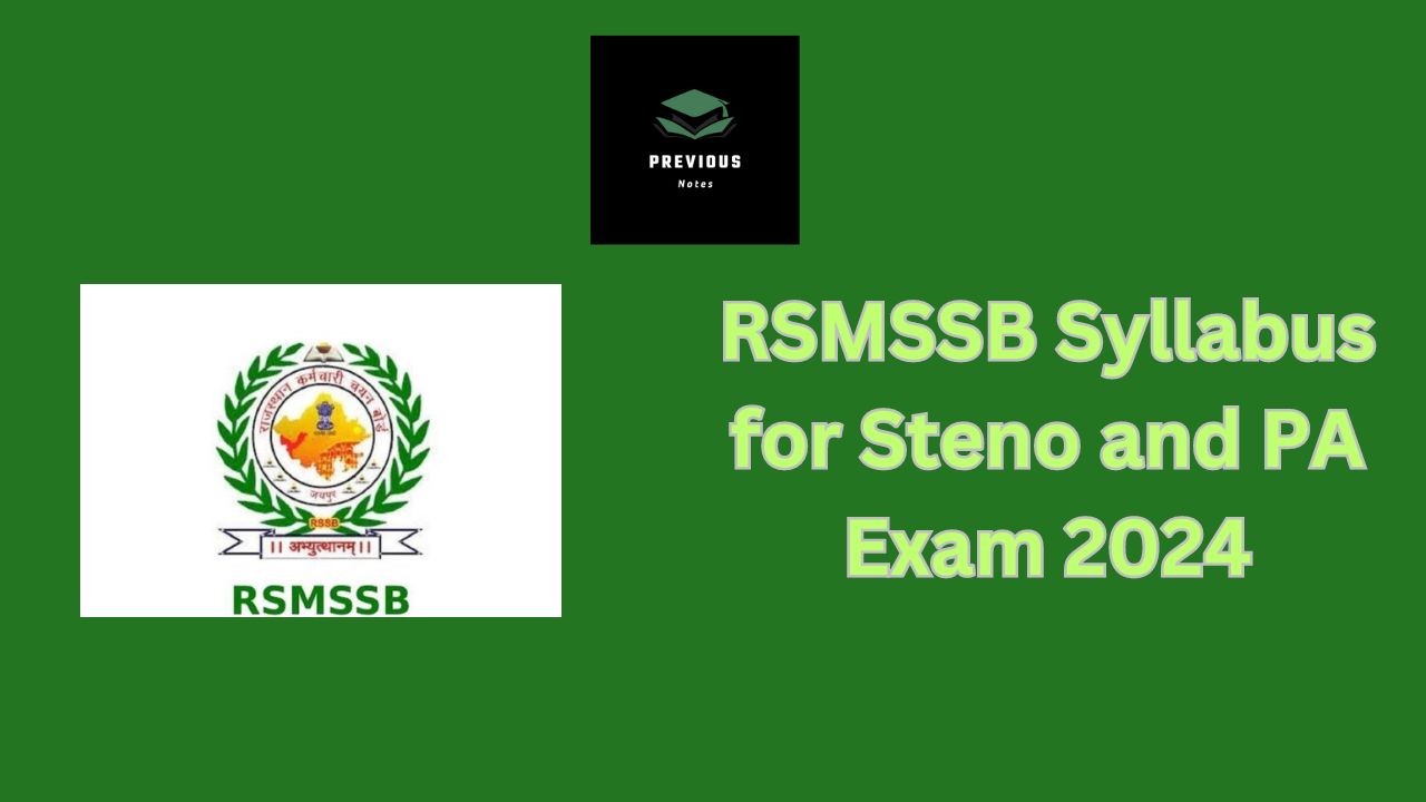 RSMSSB Stenographer and PA Recruitment 2024 Syllabus